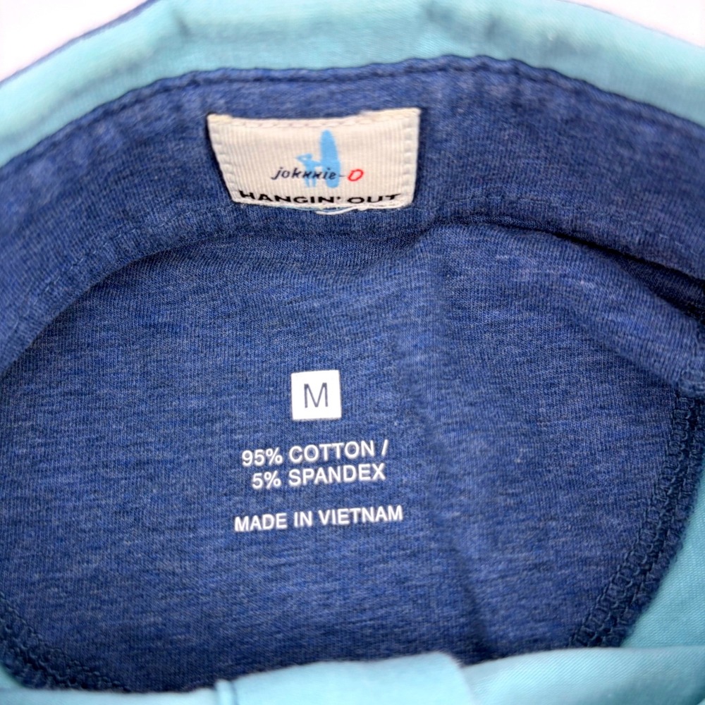 Johnnie-O Hangin' Out Mens Medium Blue Striped Short Sleeve Polo Shirt M - Picture 2 of 10